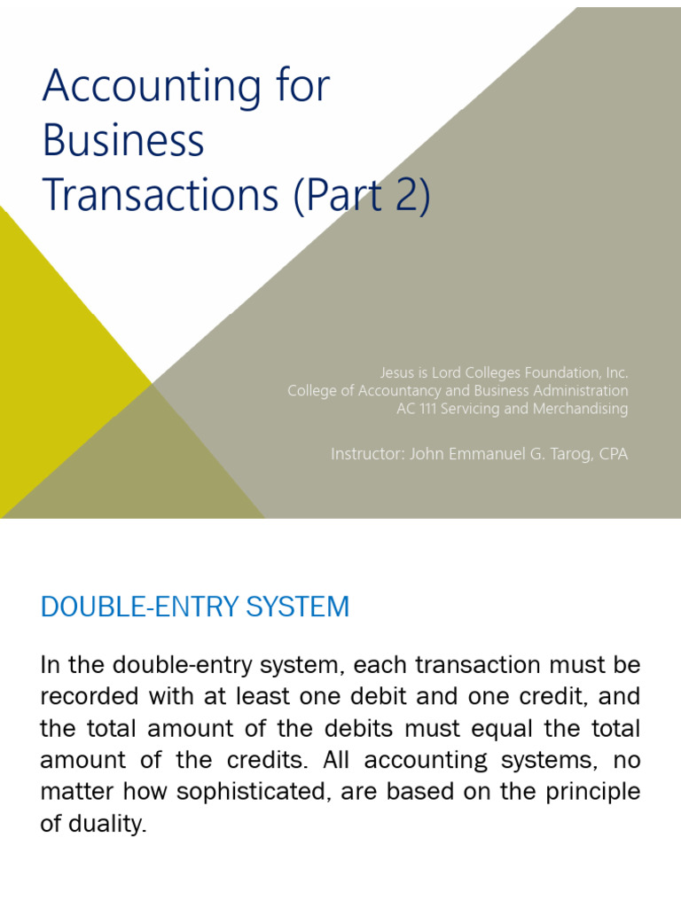ACCTG - Accounting For Business Transaction P2 | PDF