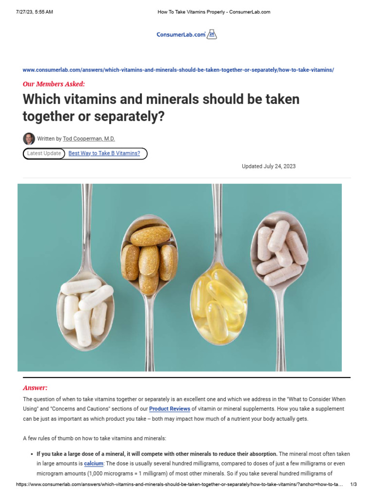 How To Take Vitamins Properly PDF Dietary Supplements Vitamin