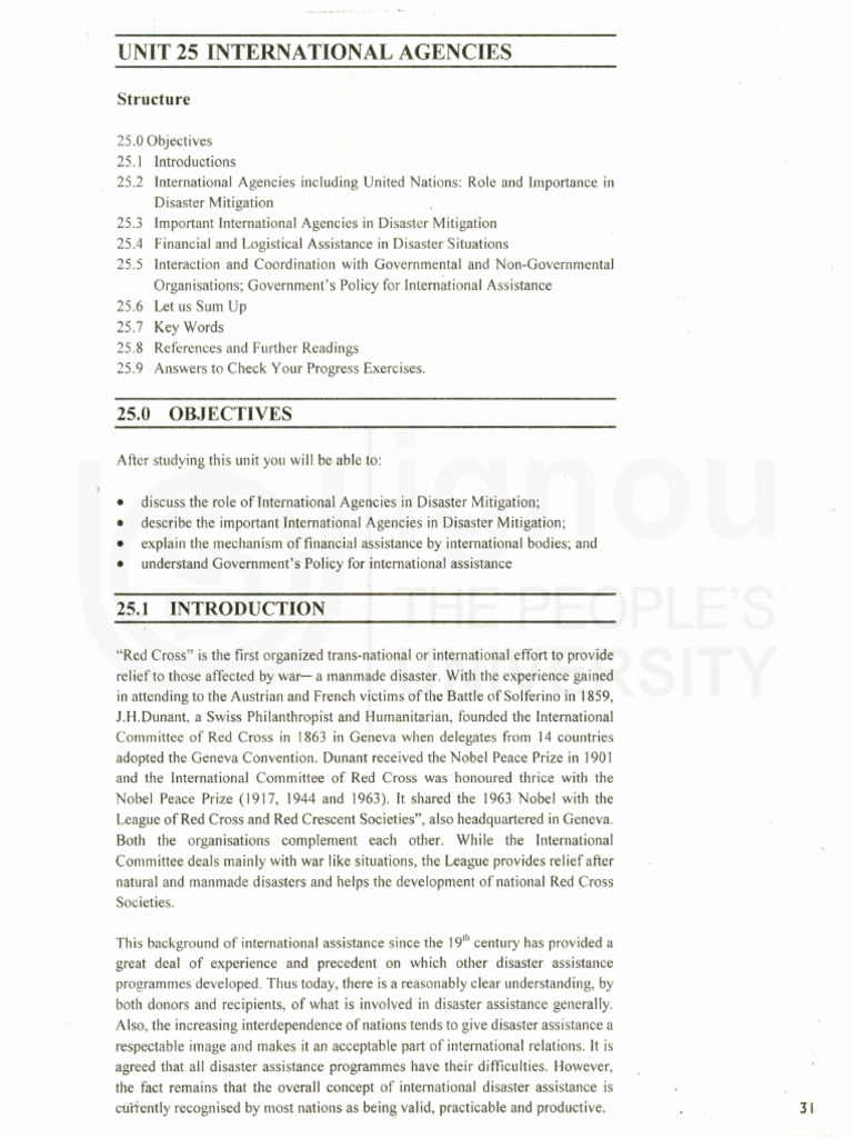 Role Of International Agencies In Disaster Management Pdf