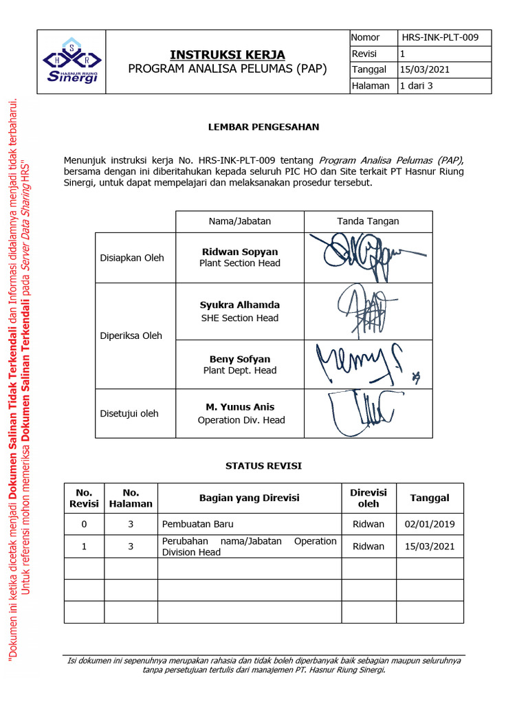 Prosedur Program Analisa Pelumas (PAP) | PDF