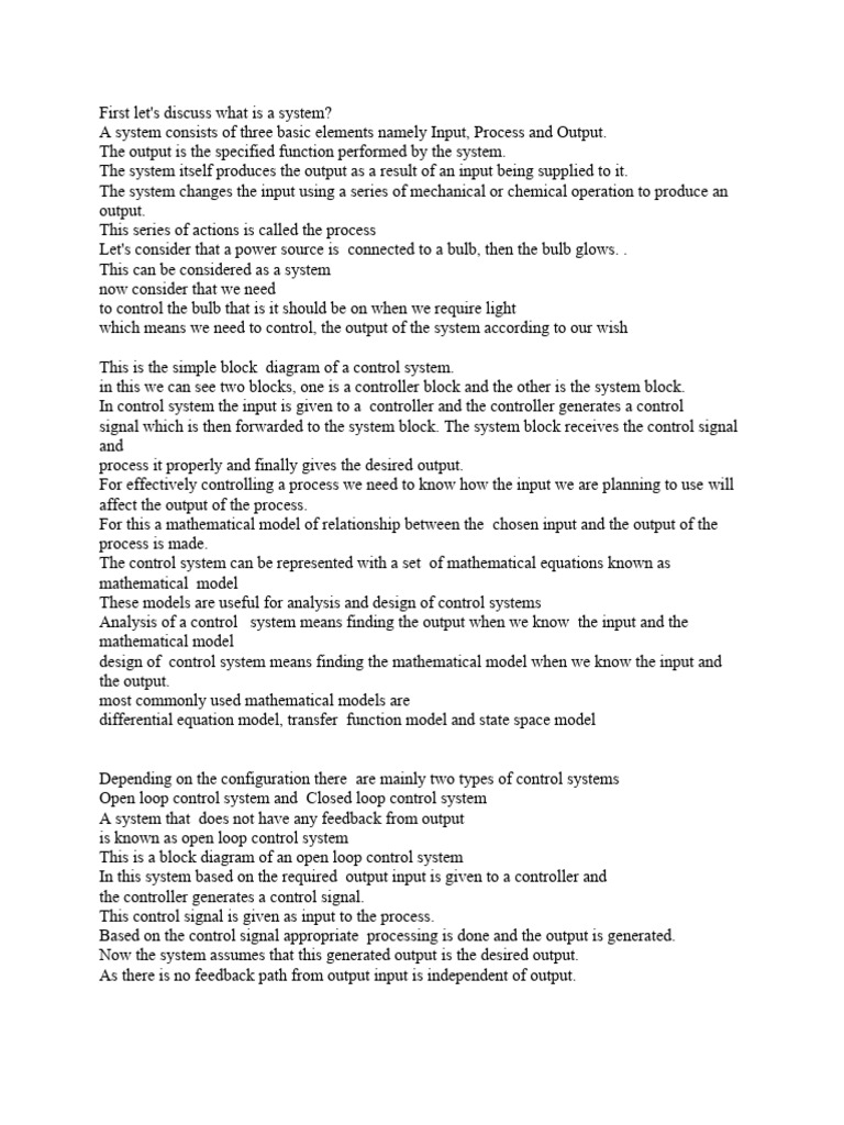 Control System Report | PDF | Feedback | Control Theory