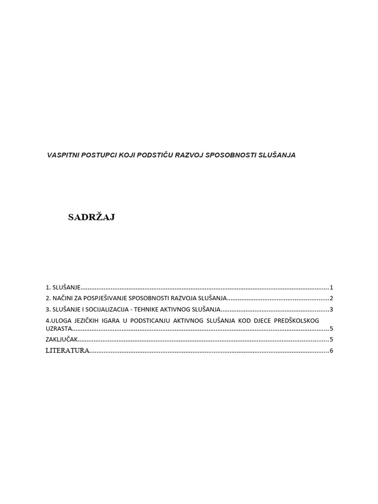 Metodika Razvoja Govora 1 | PDF