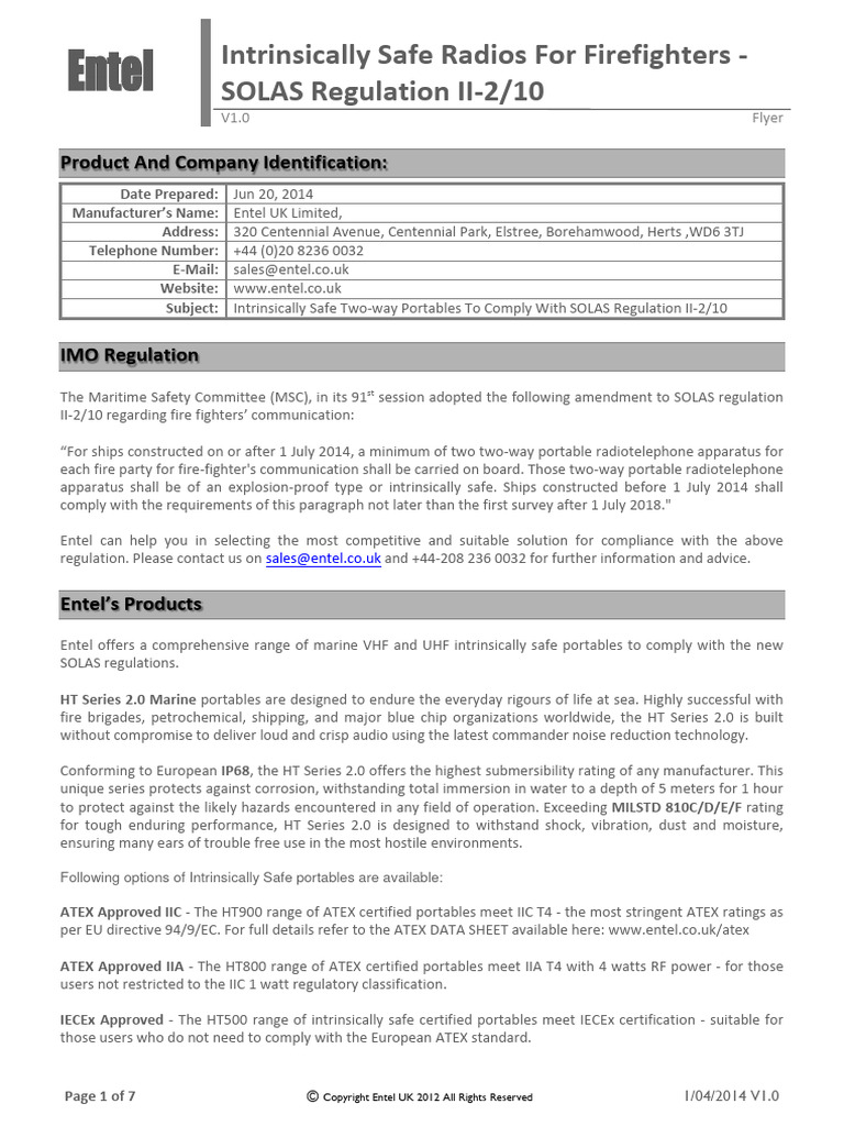 Solas Regulation N PDF Microphone Very High Frequency