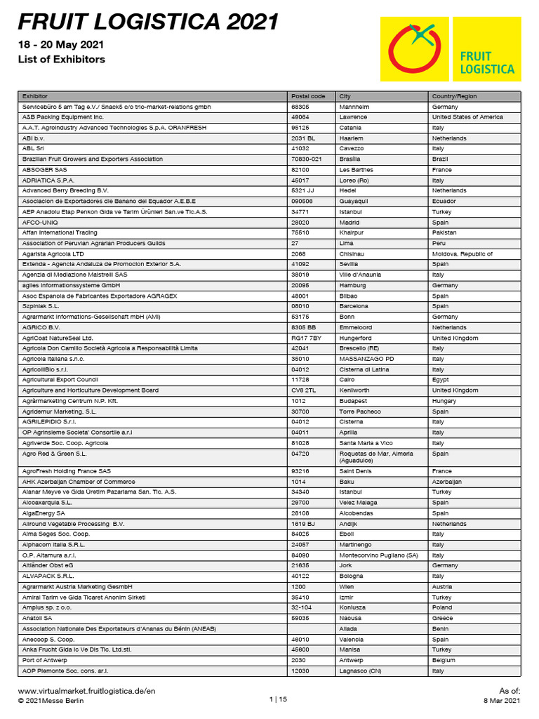 List of Exhibitors | PDF