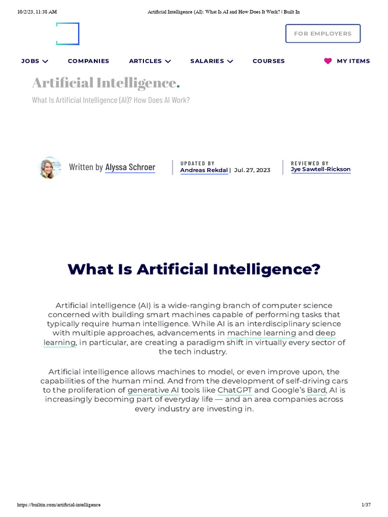 Artificial Intelligence (AI) - What Is AI and How Does It Work - Built ...