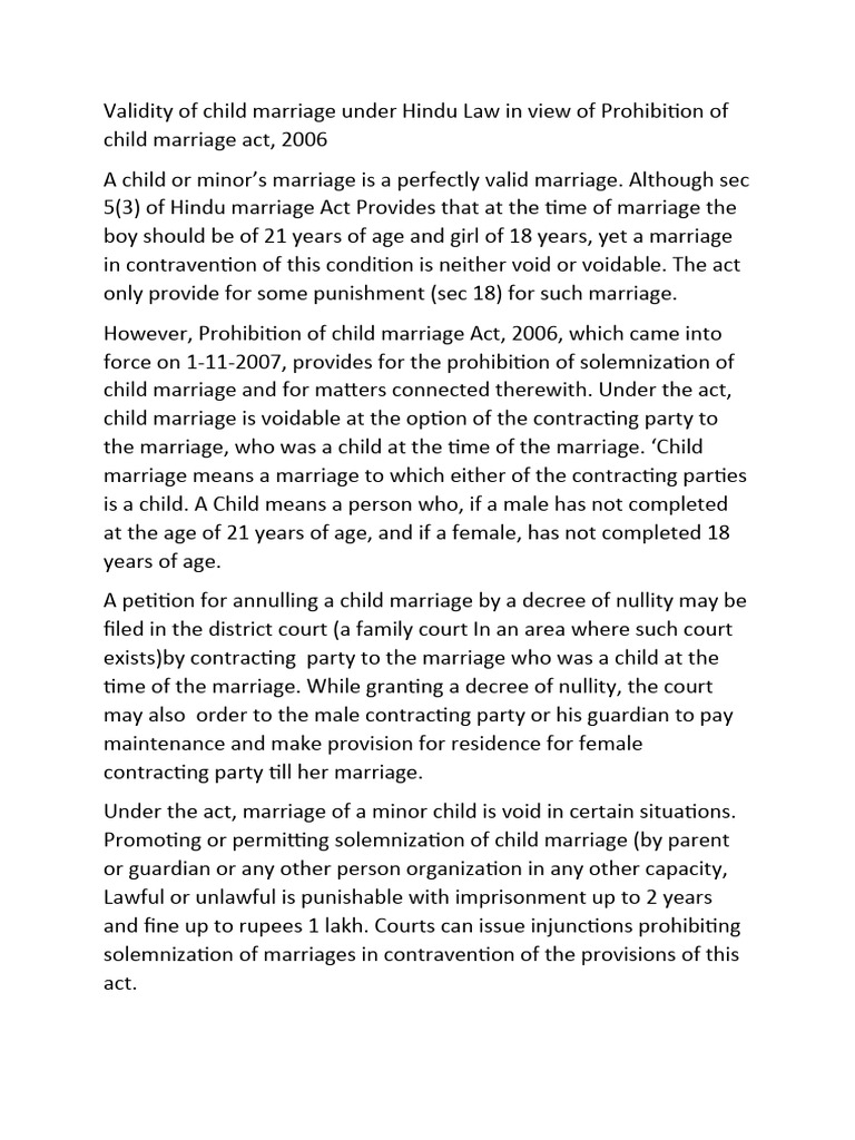 validity-of-child-marriage-under-hindu-law-in-view-of-prohibition-of
