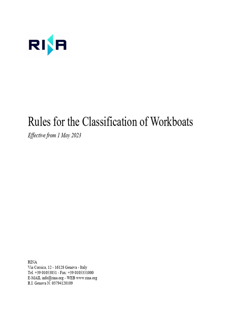 RINA Workboat Classification Rules 2023 | PDF | Boats | Ships