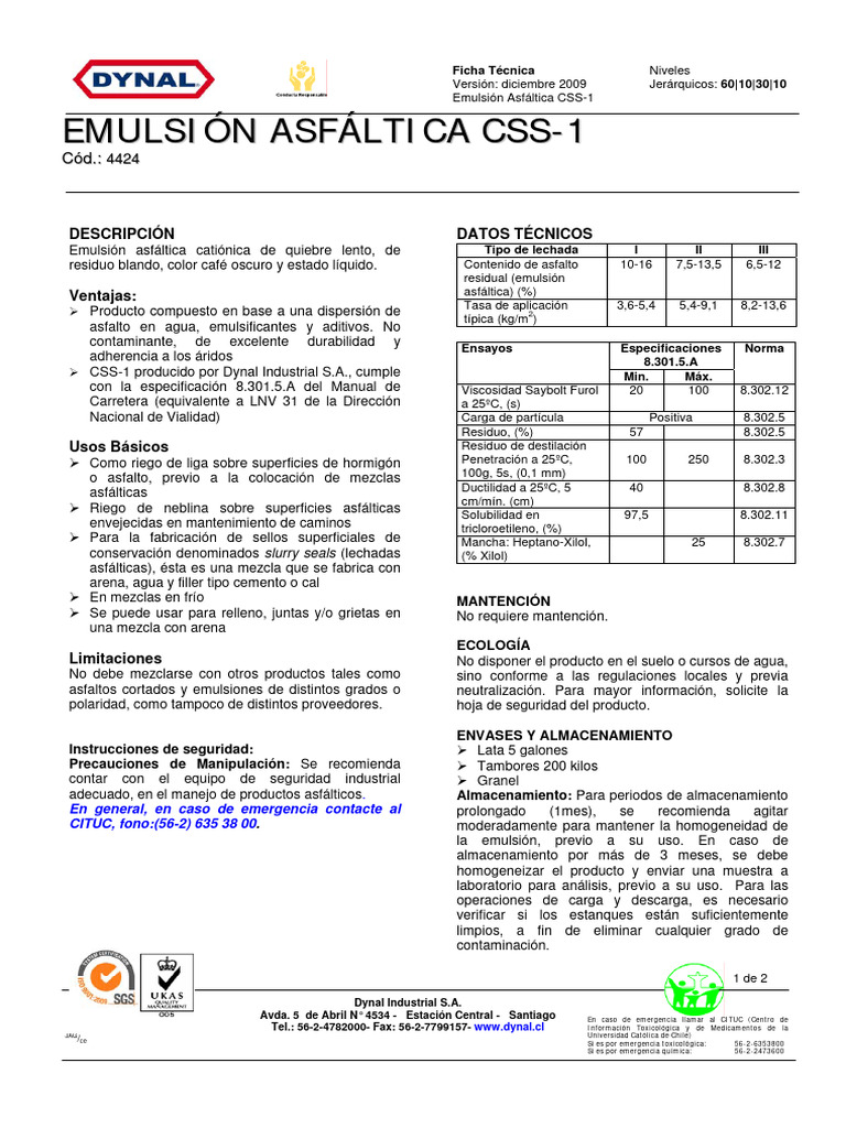 Emulsion Asfaltica CSS 1 PDF