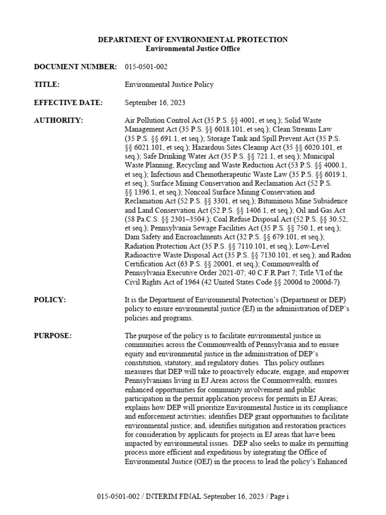 Environmental Justice Policy PDF