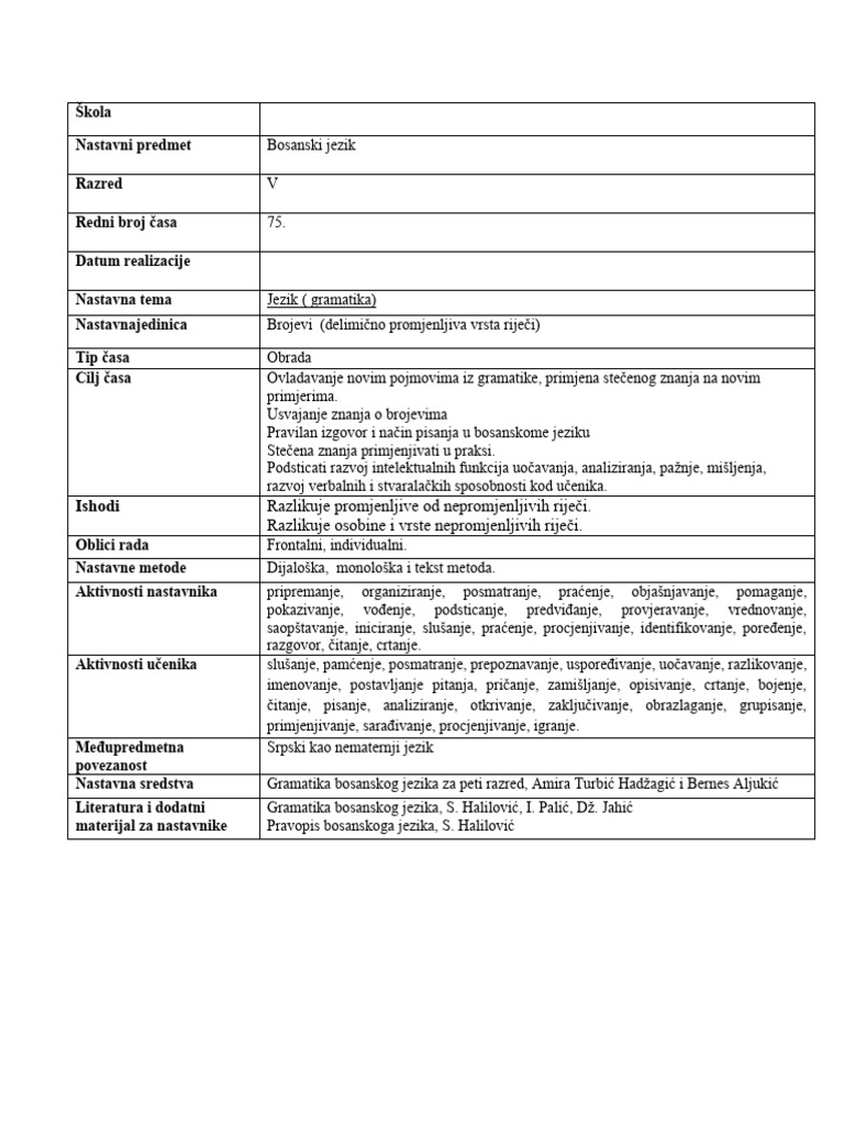 Djelimicno Promjenjiva Vrsta Rijeci, Brojevi | PDF