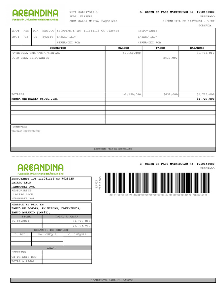 Universidad Area Andina Document PDF