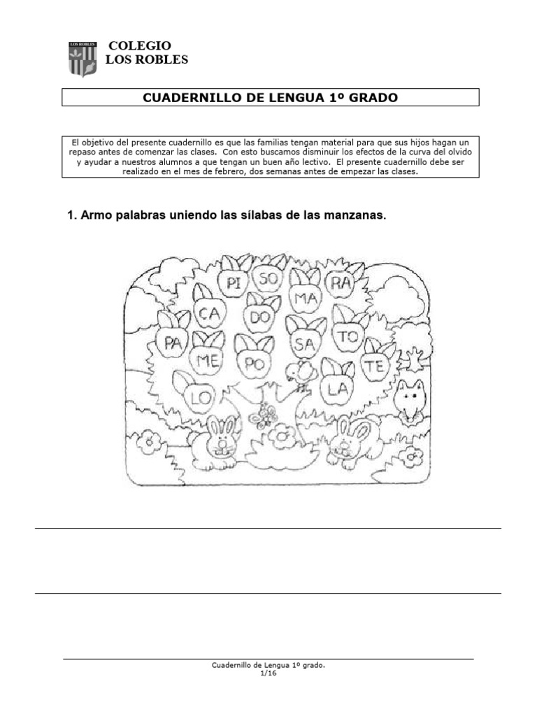 Cuadernillo de Lengua 1º Grado | PDF