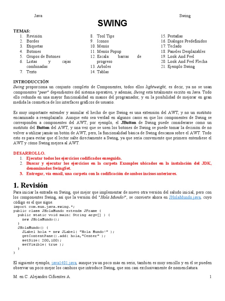 Java PV Swing Ejercicios Descargar gratis PDF Java (lenguaje de