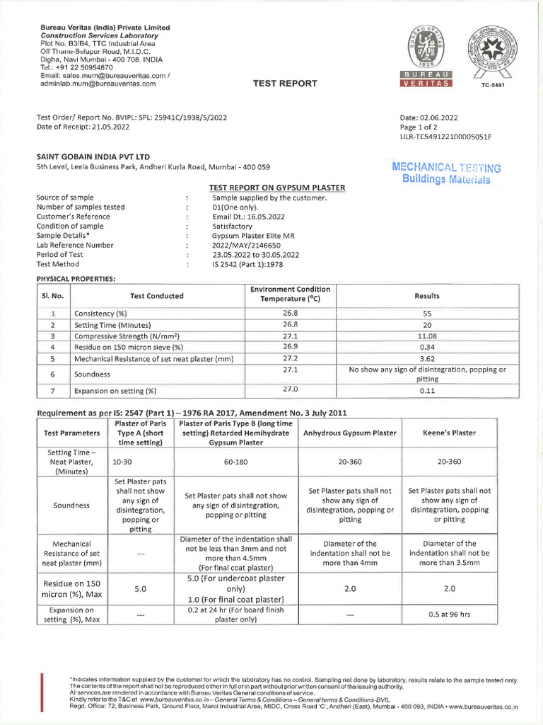 Elite MR Test Certificate | PDF