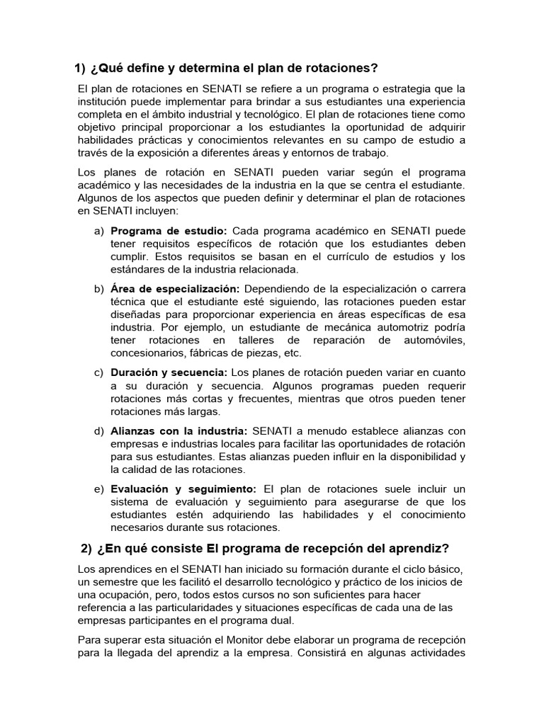 Plan de Rotación para Aprendices en SENATI | PDF | Business | Evaluación