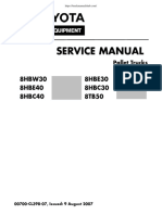 Toyota Pallet Trucks 8HBW30, 8HBE30, 8HBE40, 8HBC30, 8HBC40, 8TB50 Service Manual