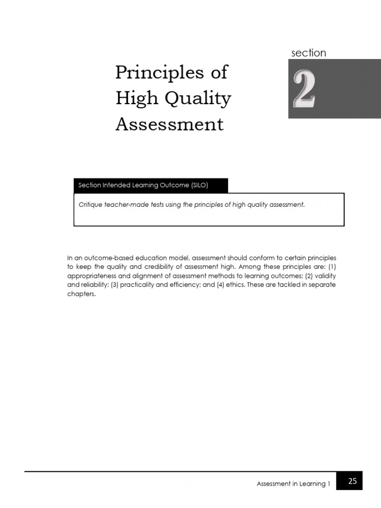 Principles of High Quality Assessment | PDF | Educational Assessment ...