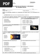 Evaluación de Ciencias Naturales 3° Básico Unidad 2 - Sistema Solar