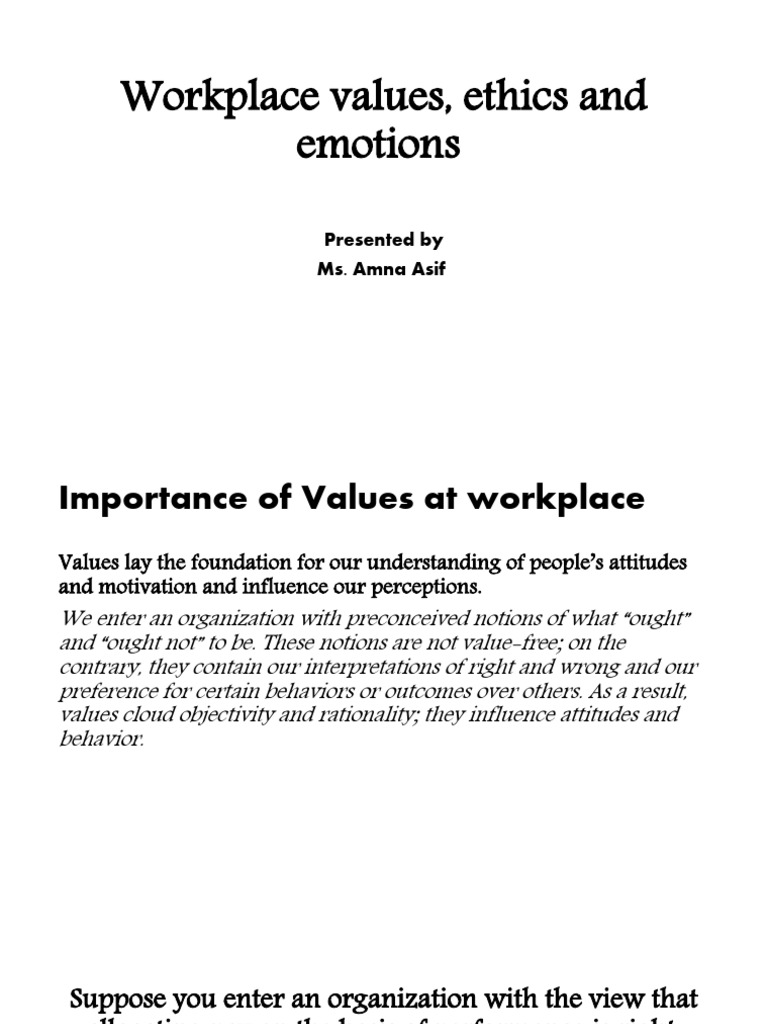 Workplace Values and Emotional Intelligence | PDF