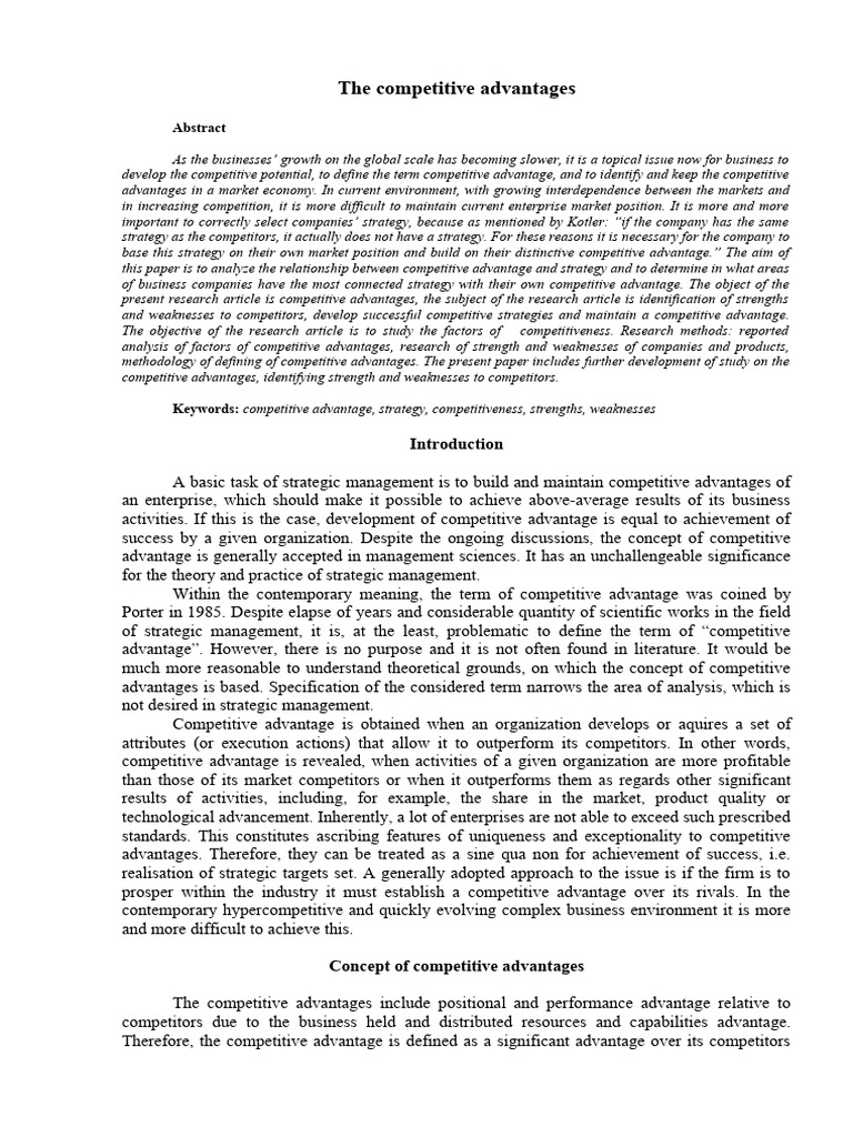 Competitive Advantage Paper | PDF