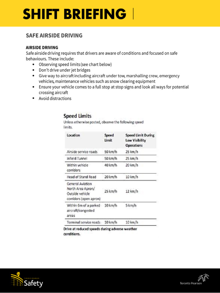 Safety Shift Brief Safe Movement Safe Driving PDF
