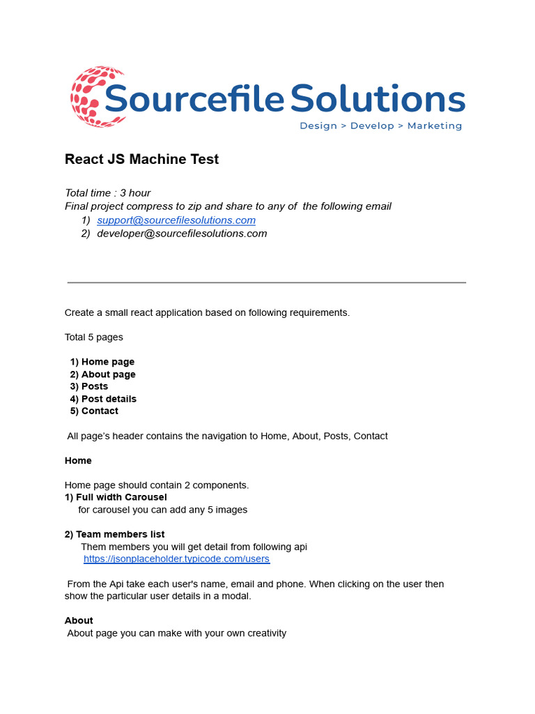 React JS Machine Test | PDF