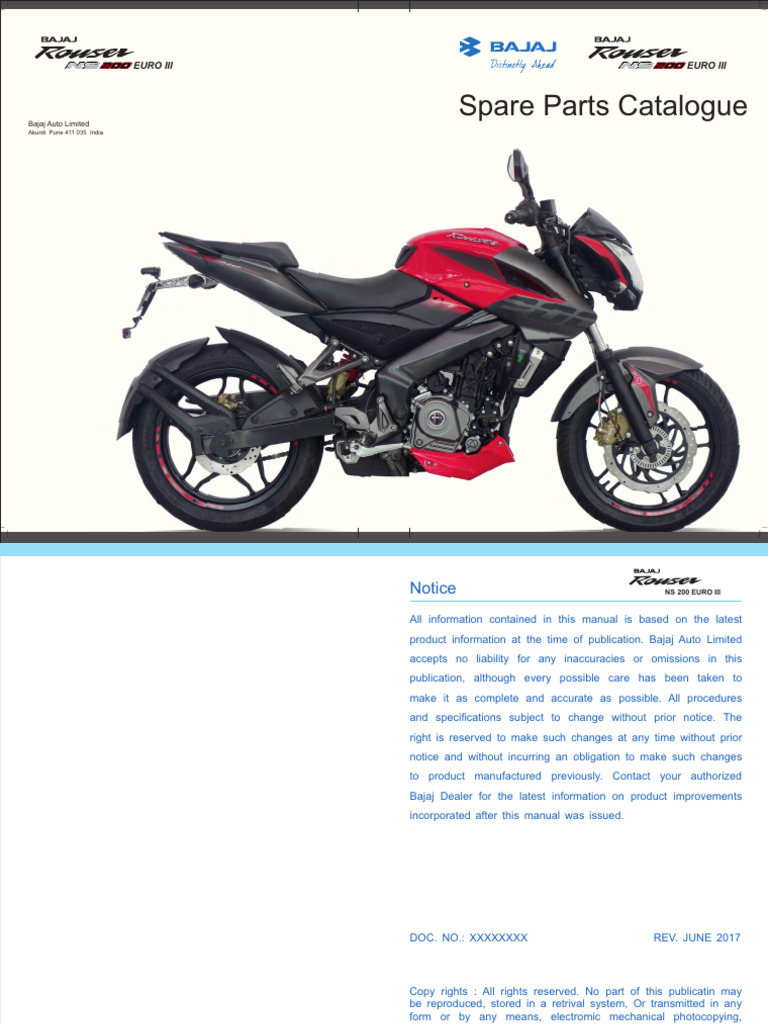 NS 200 EURO III Spare Parts Catalogue | PDF | Clutch | Mechanical ...