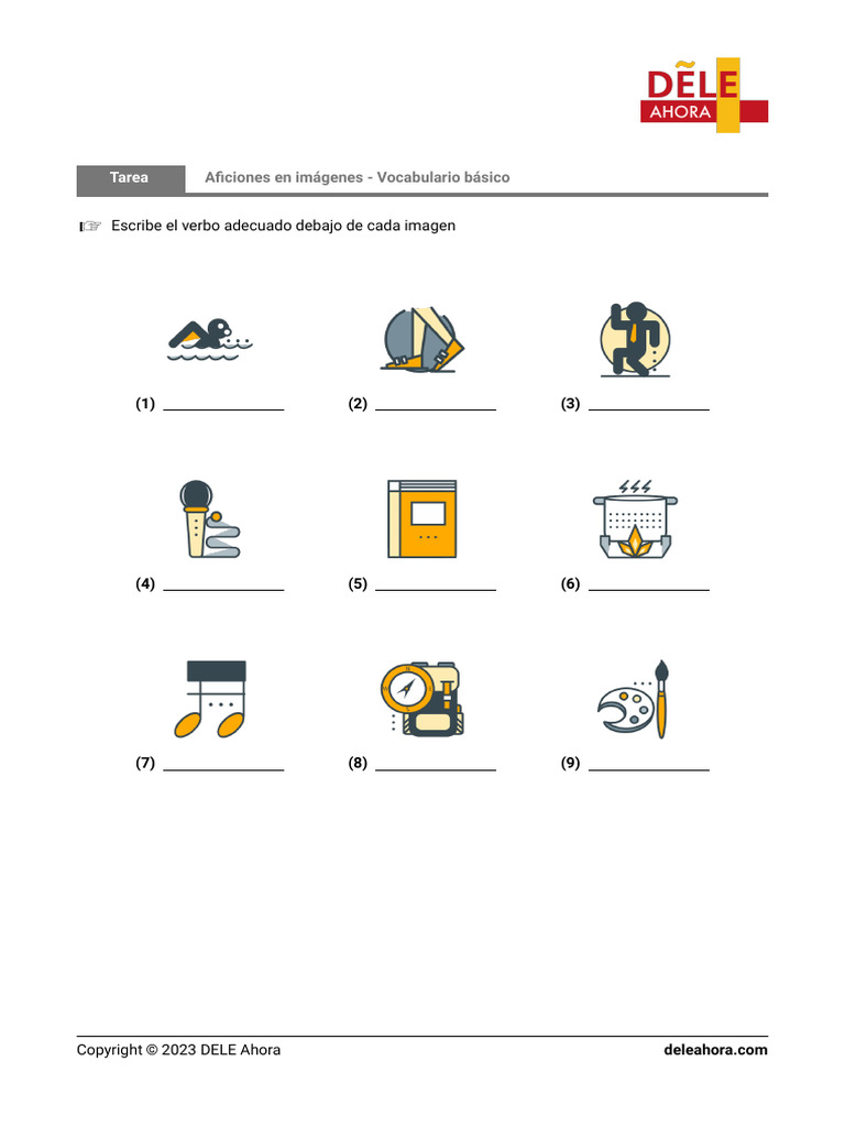 Vocabulario de Aficiones en Imágenes | PDF
