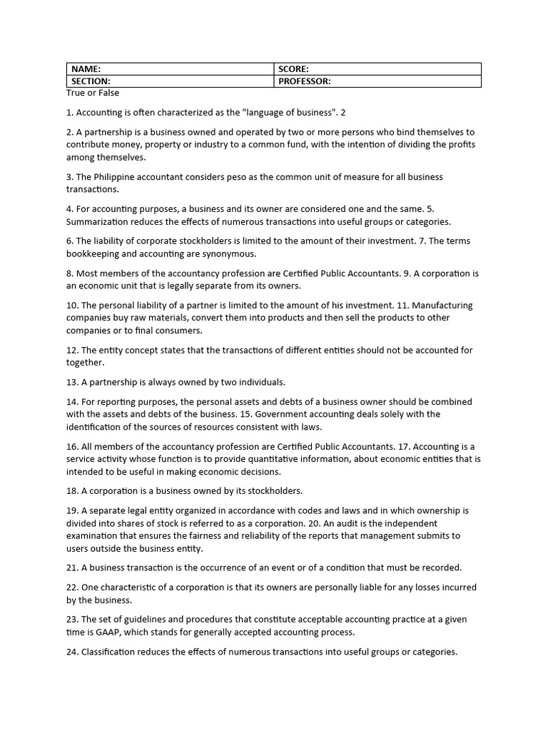 Accounting Worksheet Pdf