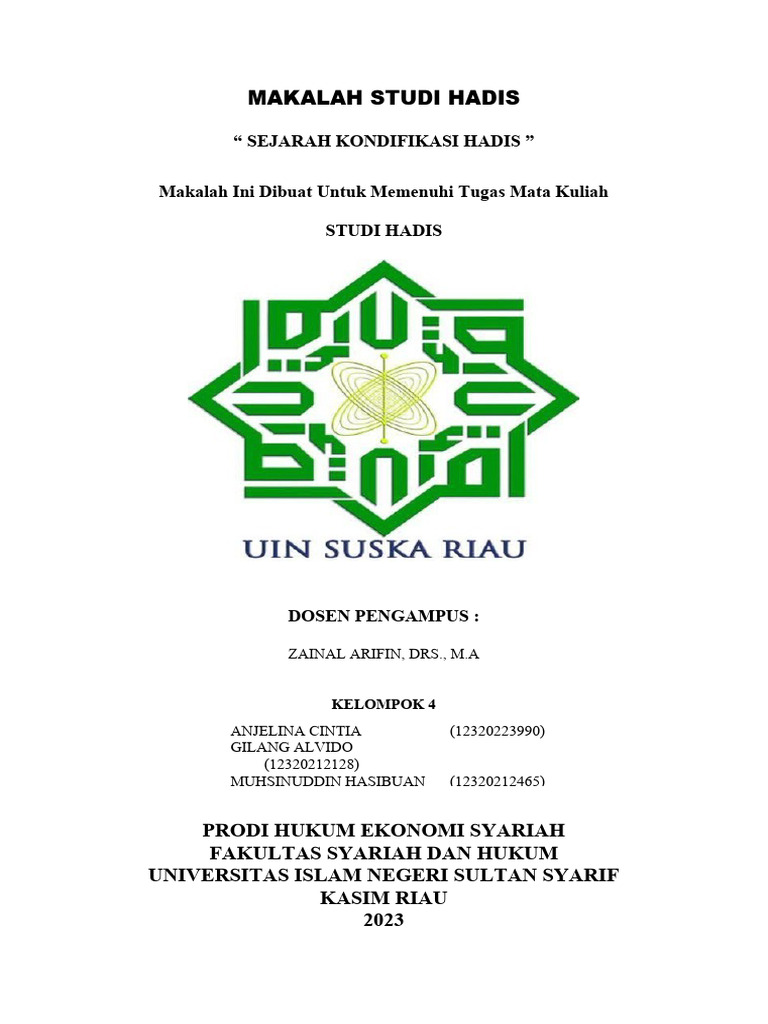 Sejaraah kondifikasi hadits docx 2 studi hadits 1 pdf