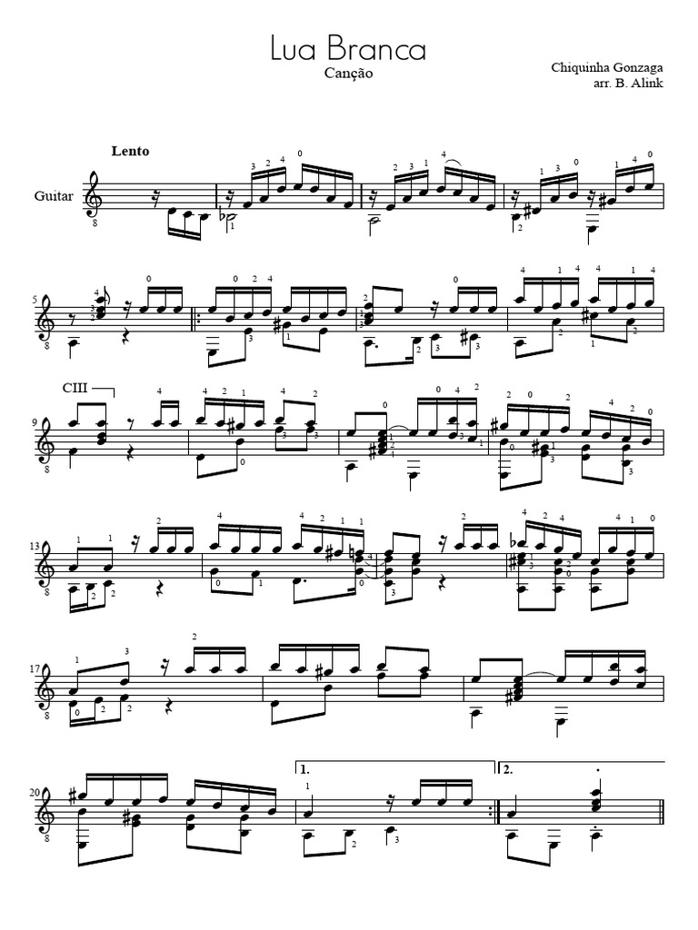 Lua Branca - Complete Score (For Guitar Solo - Bert Alink) | PDF