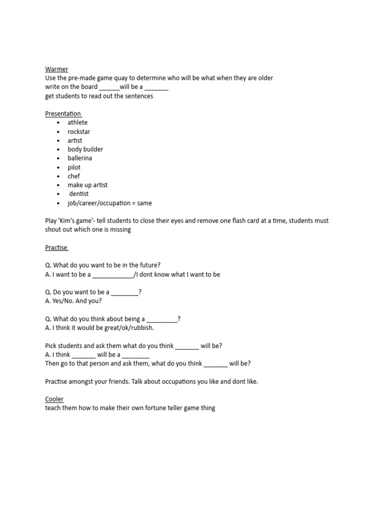 Jobs - Lesson 1 | PDF