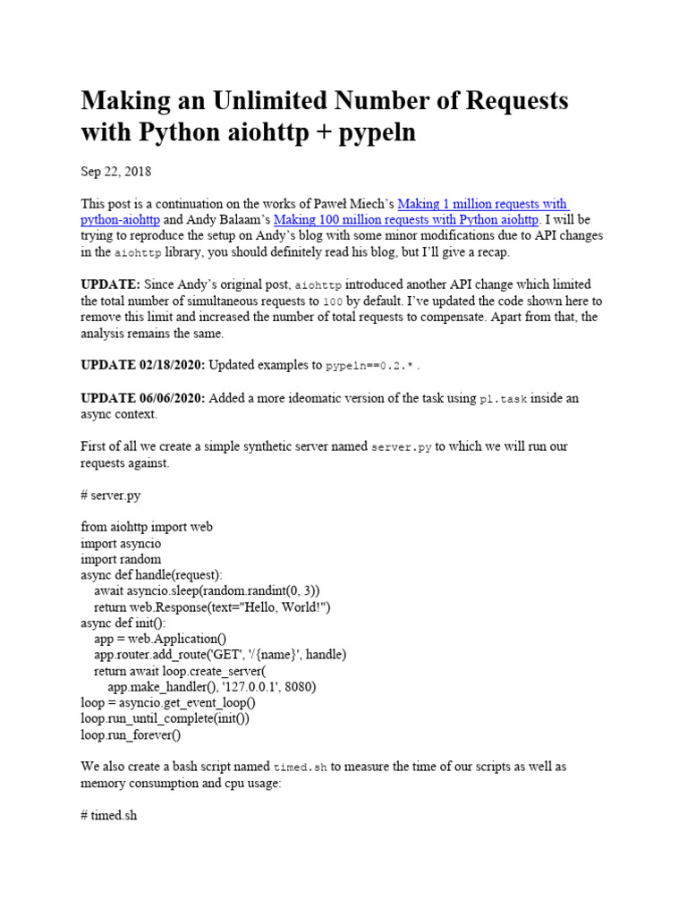 Making An Unlimited Number of Requests With Python Aiohttp Plus Pypeln ...