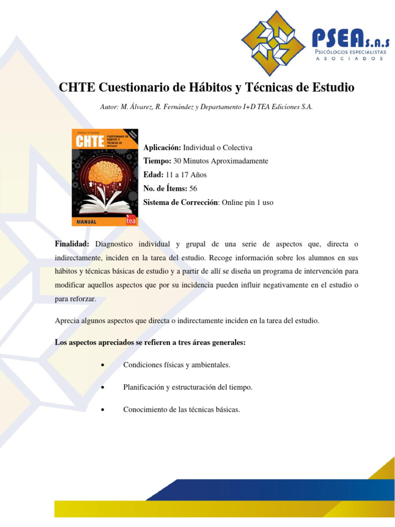 Cuestionario de Hábitos de Estudio | PDF