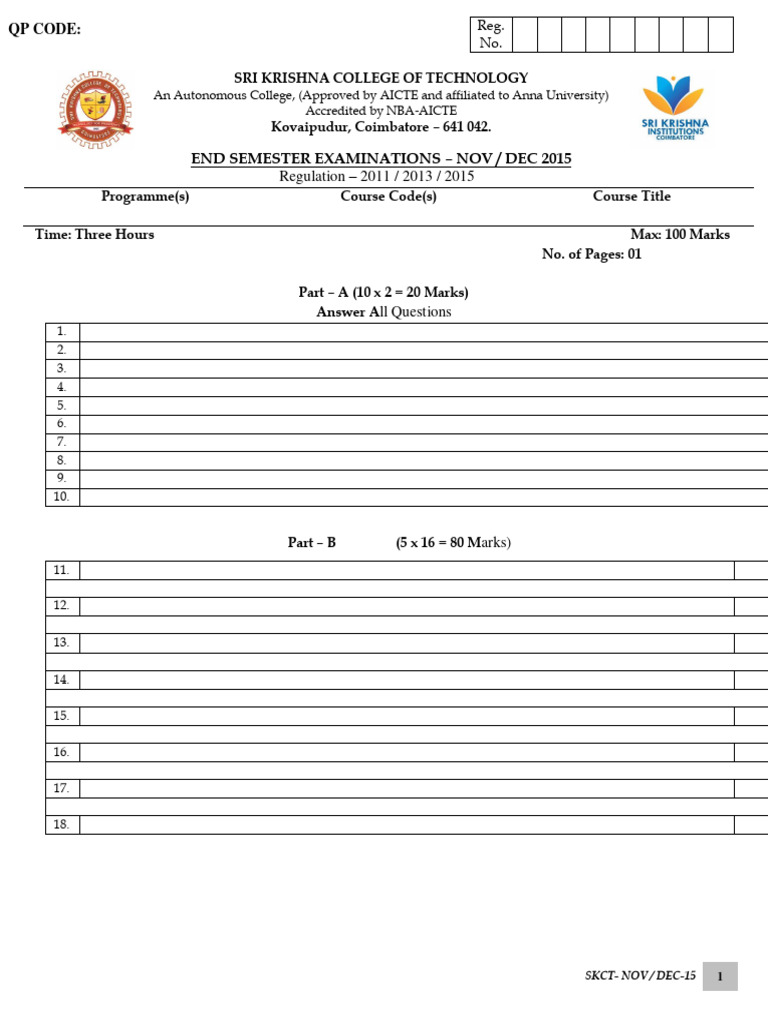 Blueprint of Question Paper PDF