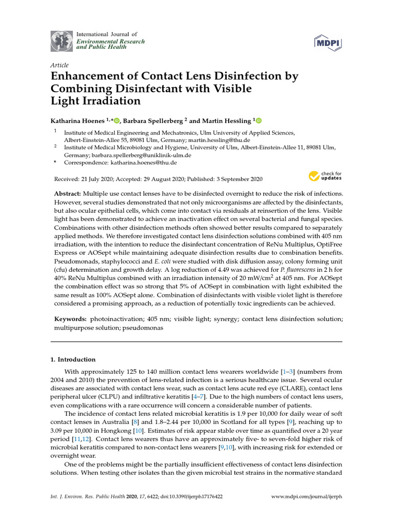 Enhancement of Contact Lens Disinfection by Combin PDF Colony