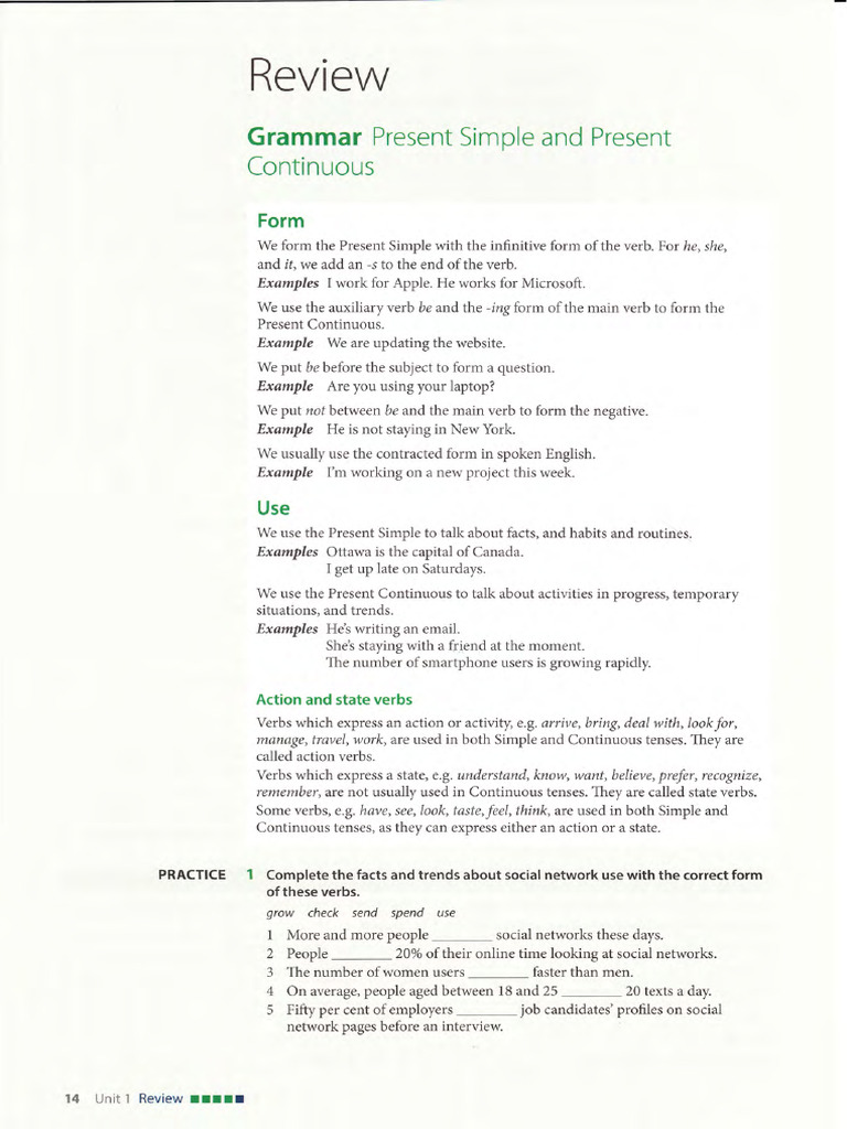 Present Simple vs. Continuous Grammar Guide | PDF