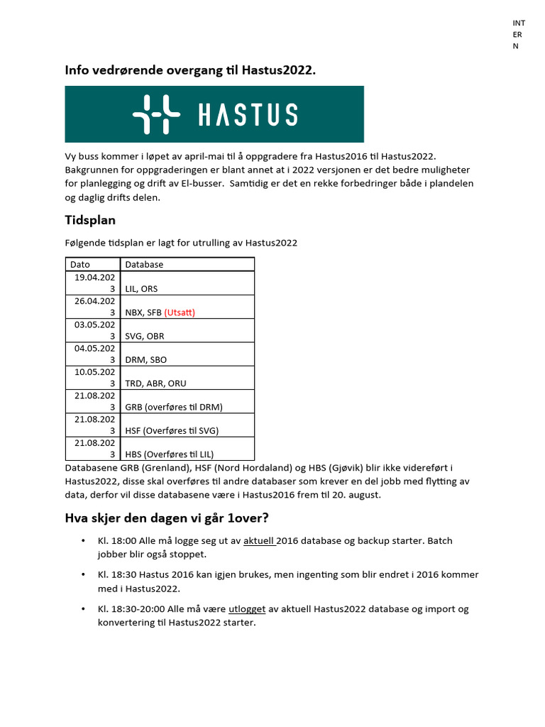 Infoskriv Hastus2022 | PDF