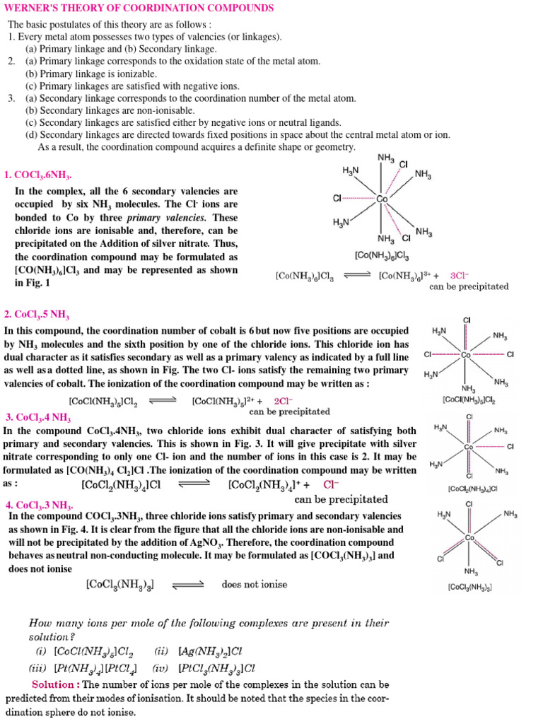 Werner's Theory of Coordination Compounds | PDF