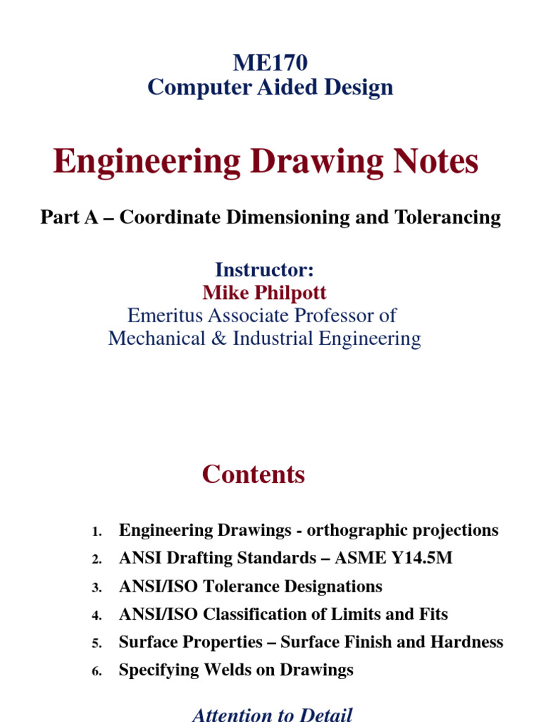 Engineering Drawing Notes Part A Coordin | PDF | Engineering Tolerance ...