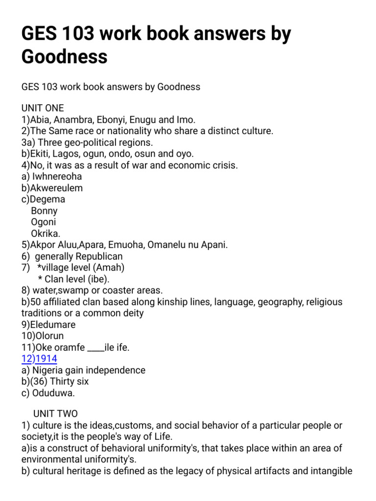 Ges 103 Solution | PDF