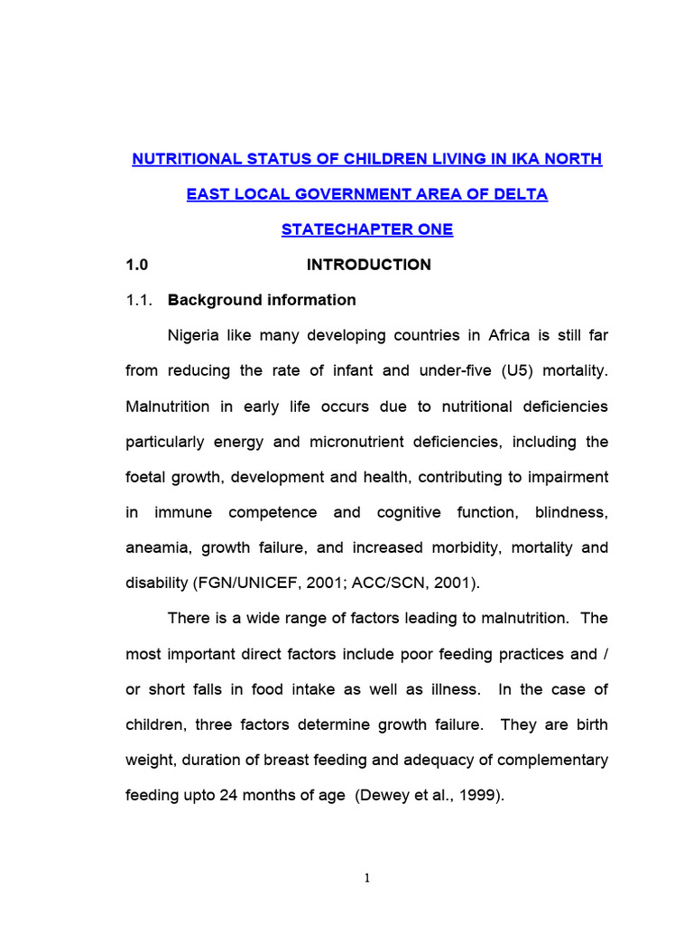 Nutritional Status of Children in Delta | PDF