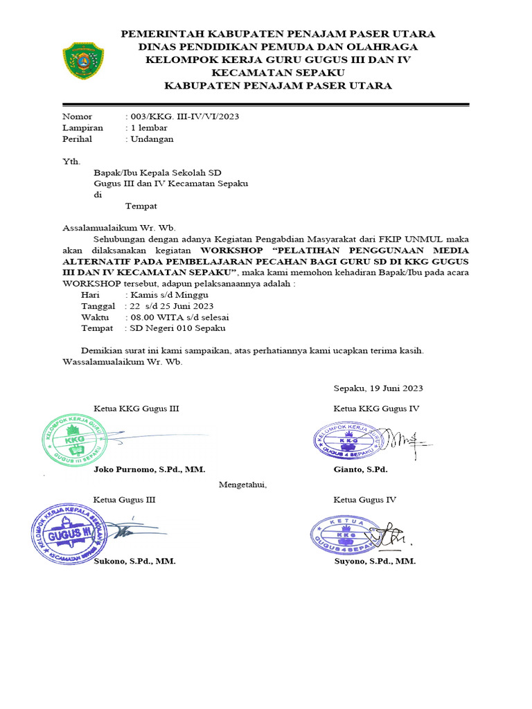 Surat Undangan Kepala Sekolah | PDF