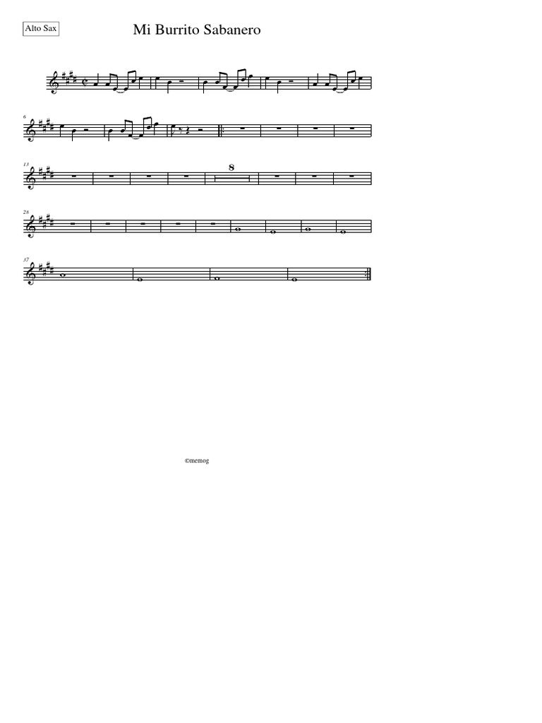 Mi Burrito Alto Sax PDF