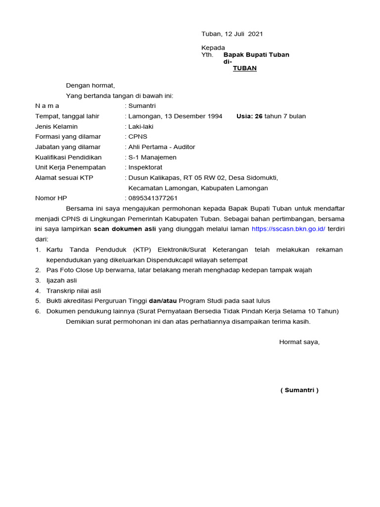 1 Surat Lamaran Edit | PDF