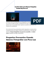 Todo Lo Que Necesitas Saber para Disparar Fotografías Cuando Hay Poca Luz