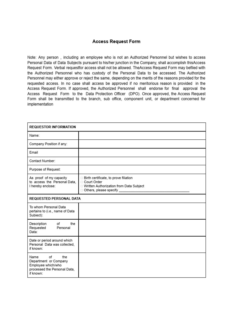 Access Request Form | PDF