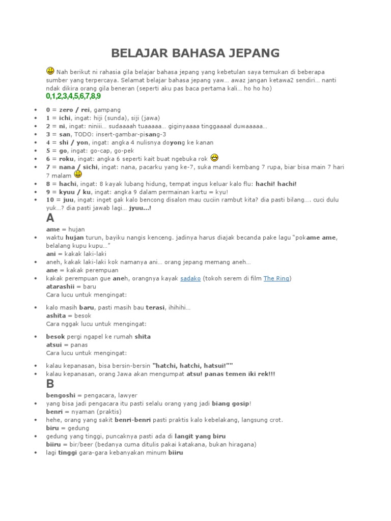 Belajar Bahasa Jepang