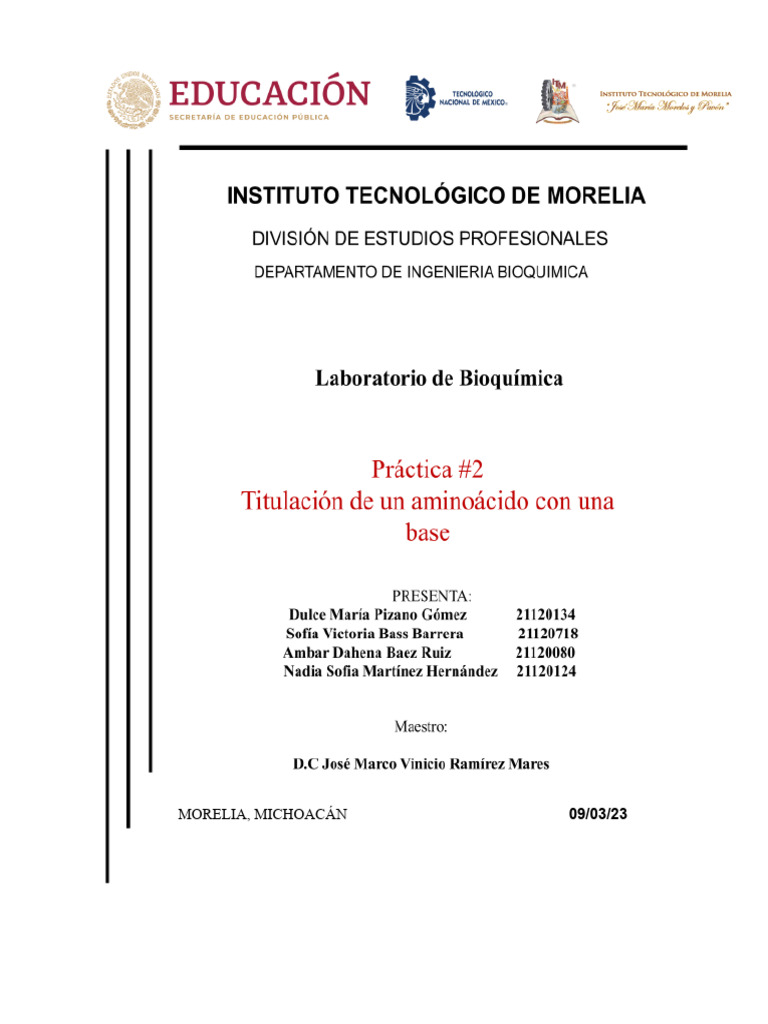 Practica Bioquimica 2docx 230926 203501 | PDF | Aminoácidos | Ph