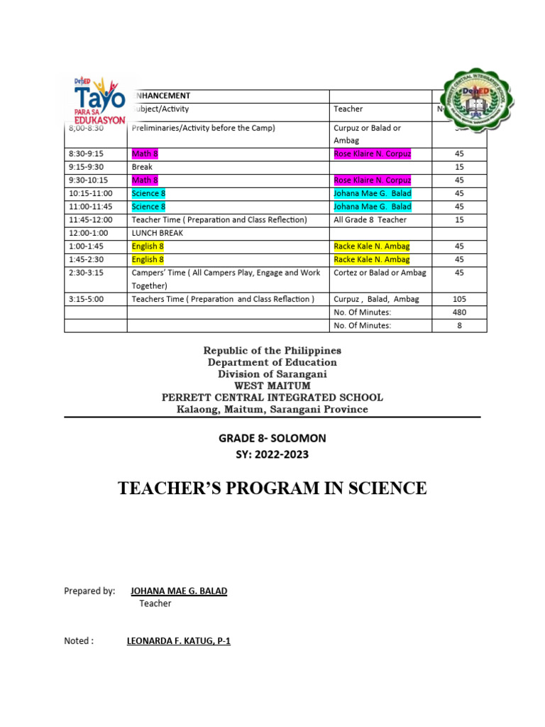 NLC Class Program PDF